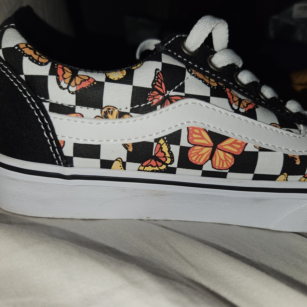 Vans Black and White Butterfly Checkered Sneakers